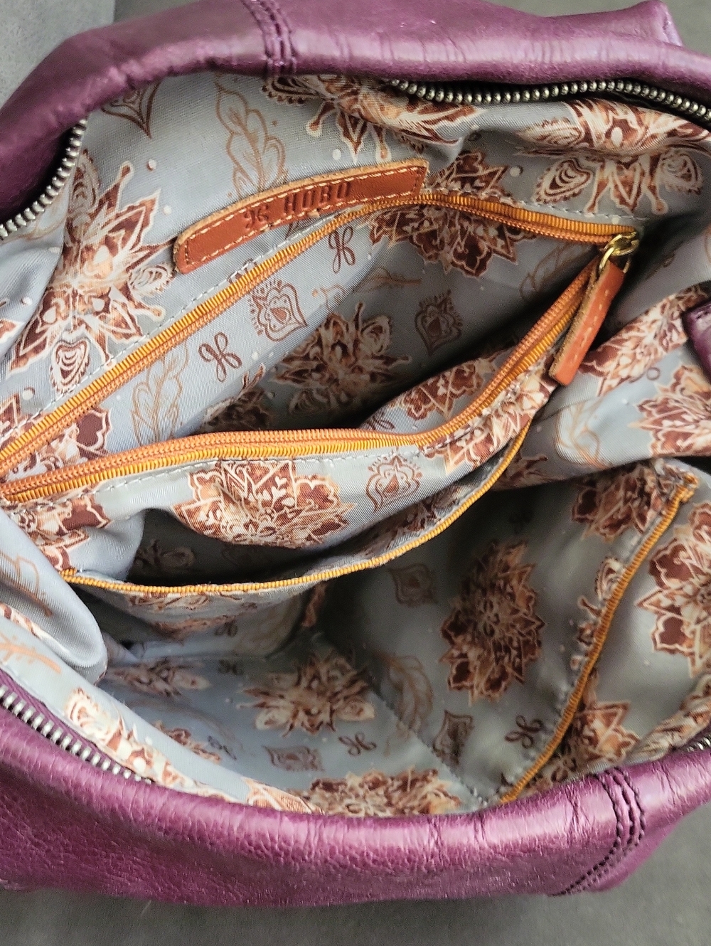 Plum Leather Hobo Shoulder Bag - Picture 7 of 7